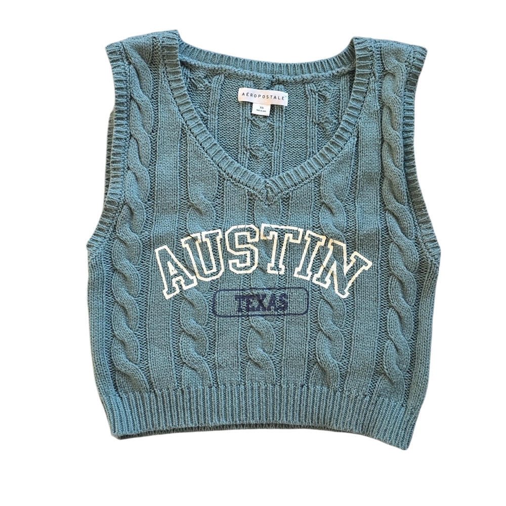 Aeropostale Blue Cable Knit Vest